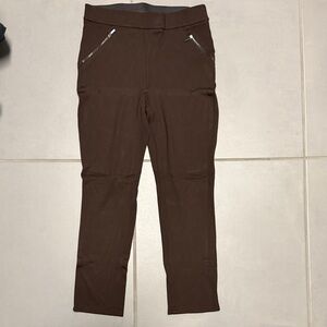Carmen Marc Valvo Brown Chinos with Zipper Accents